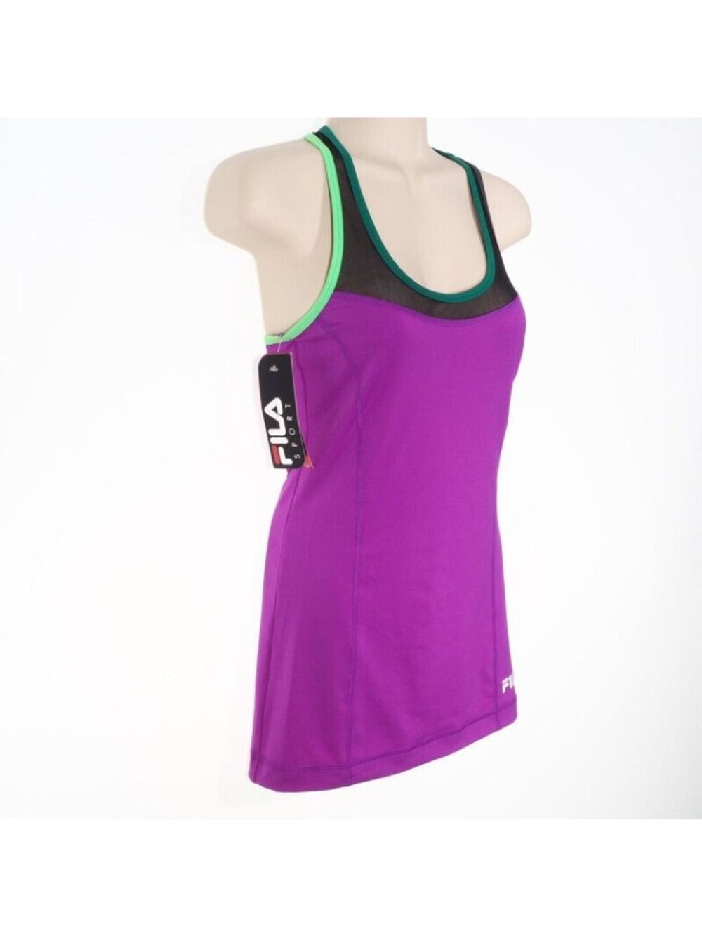 Fila Racerback Womens Size XS Tank Top Mesh Back Purple/Green/Black - Picture 2 of 6